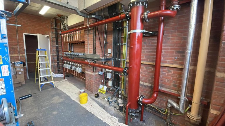 Hinckley Plumbing & Heating installing Air Source Heat Pumps at Myton Hospice