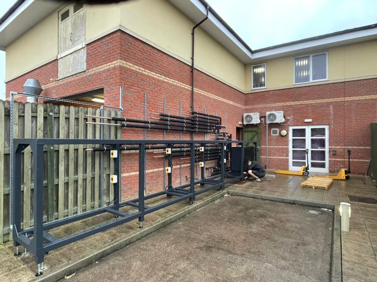 Hinckley Plumbing & Heating installing Air Source Heat Pumps at Myton Hospice