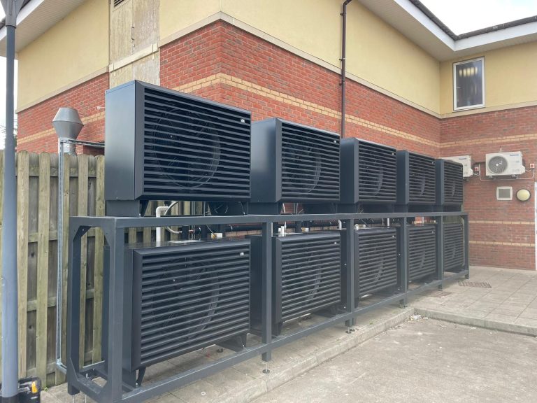 Hinckley Plumbing & Heating installing Air Source Heat Pumps at Myton Hospice