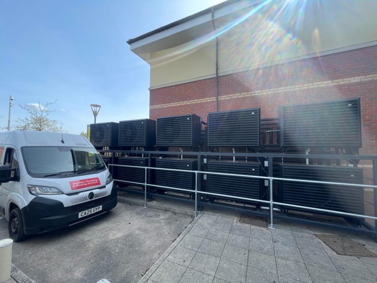 Hinckley Plumbing & Heating installing Air Source Heat Pumps at Myton Hospice