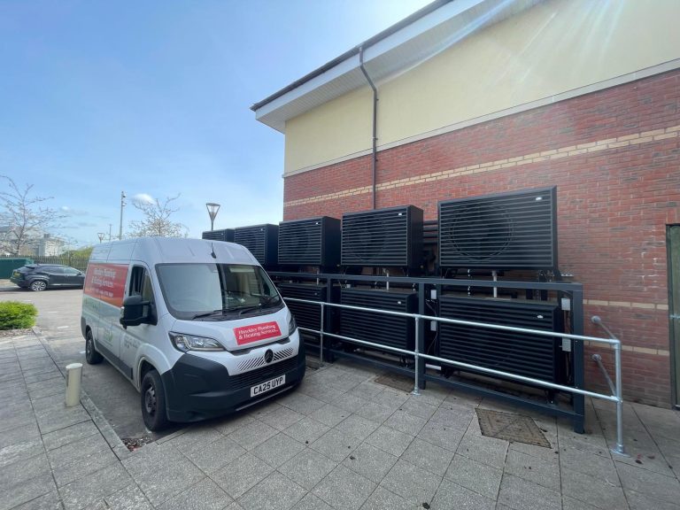 Hinckley Plumbing & Heating installing Air Source Heat Pumps at Myton Hospice