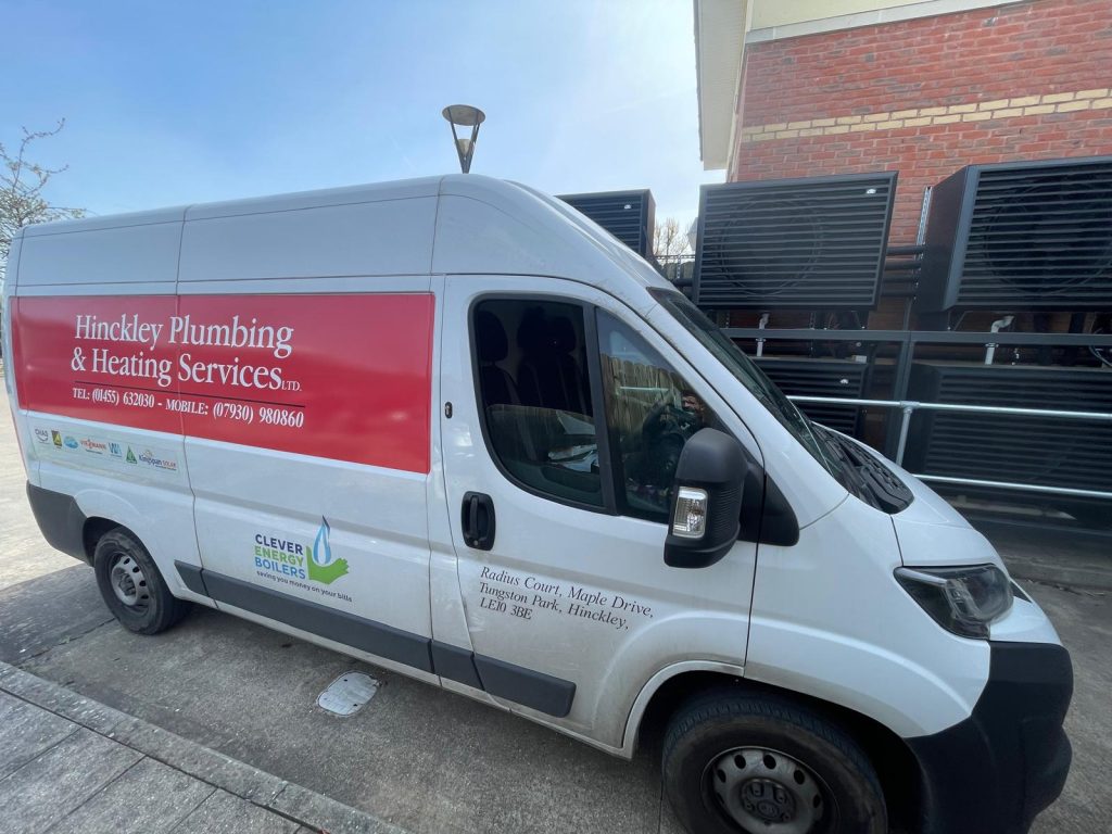 Hinckley Plumbing & Heating installing Air Source Heat Pumps at Myton Hospice