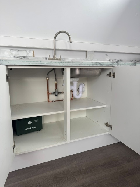 Newly installed sink and plumbing at Foxglove School in Hinckley