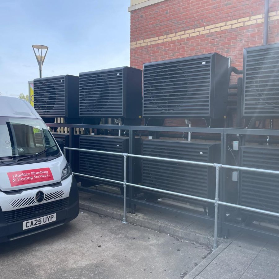 Hinckley Plumbing & Heating installing Air Source Heat Pumps at Myton Hospice